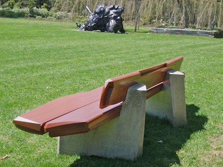 bench 2 at longhouse reserve with de kooning sculpture in background