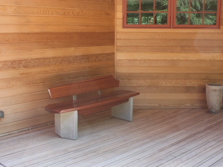 closeup of bench 5 on a covered deck