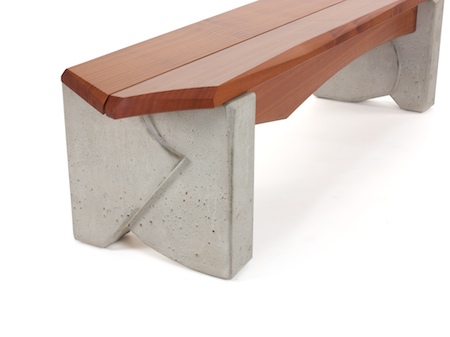 closeup of cast concrete leg, bench 6