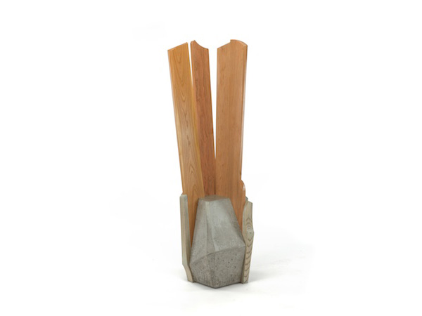 cherry,cast concrete and colored ash for a corner