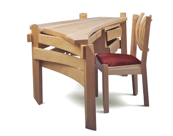 Desk #1- Modern Desk made of maple with sweeping curves