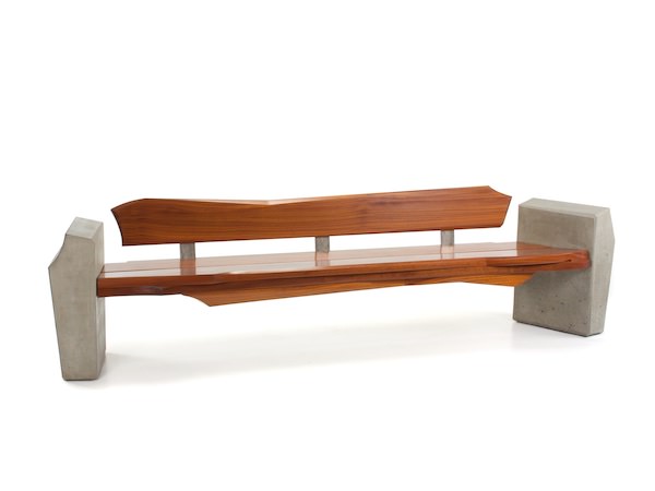 Bench #4 from Series #2- modern bench made of Sapele wood and concrete