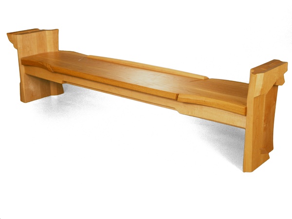 Massive 10 foot bench with maple legs and a white oak expanse of a seat