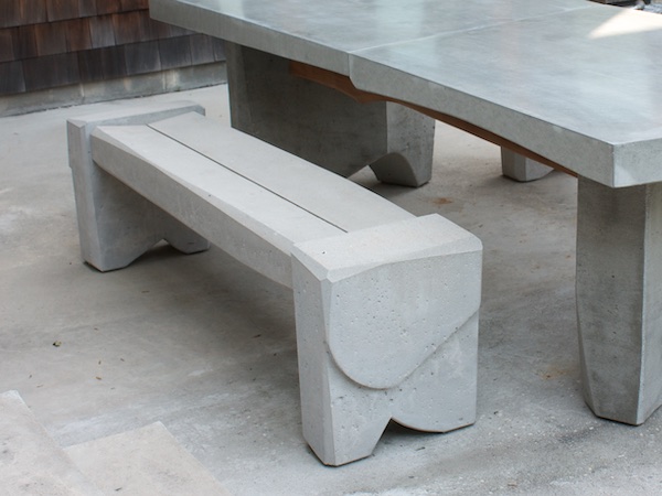 All concrete bench for outdoor dining
