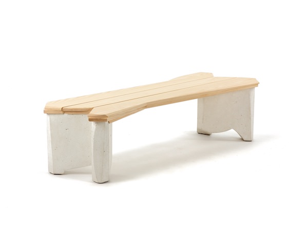 White Cast Bench- Designer Bench made of ash wood and white cast concrete