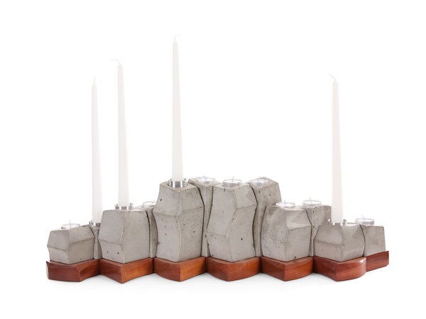 Modern Candle holder in concrete and wood