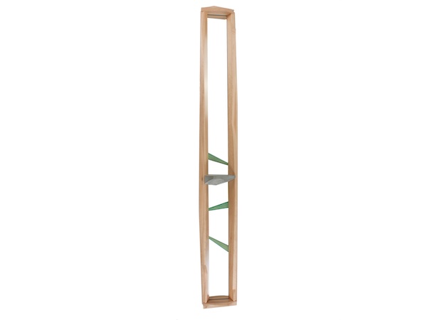 Reflection with Shelf; an entryway mirror made of maple, green paint and concrete
