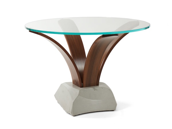 Cito accent table with glass top and concrete pedestal